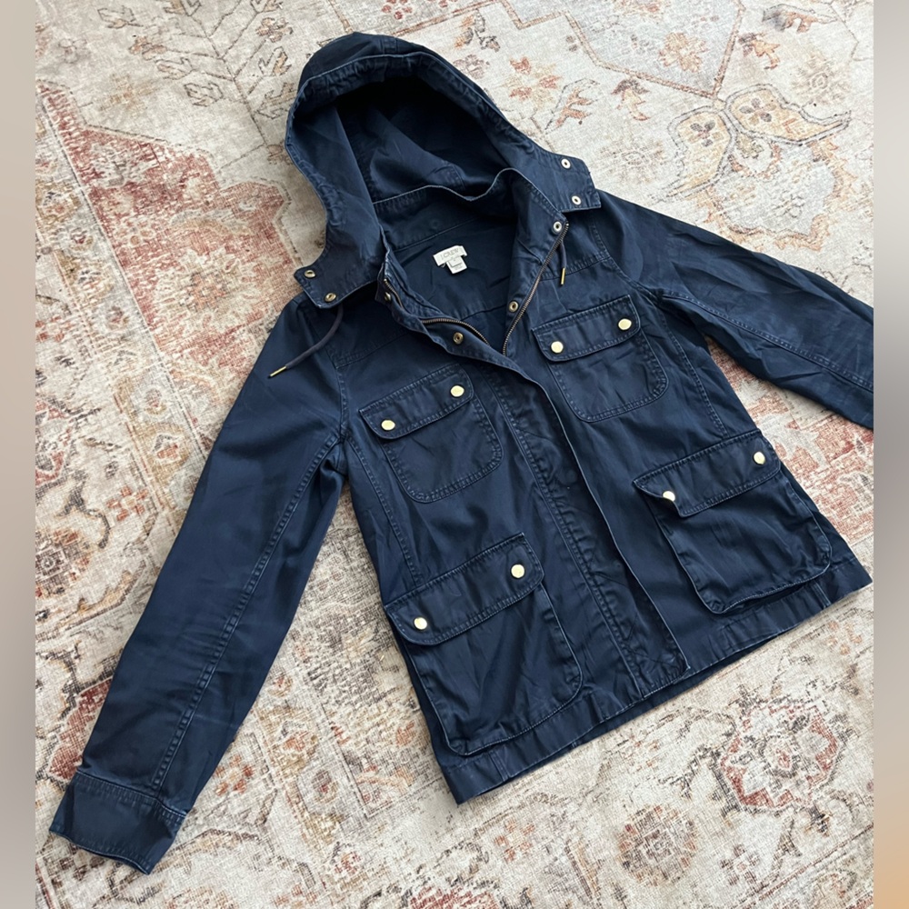 J. Crew Navy Hooded Jacket - Picture 4 of 7